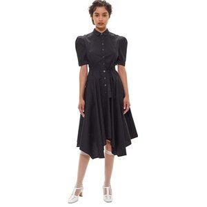GaryGraham422 Womens‎ Amanda Dress Button Up Puff Sleeve Tie Waist Black XL